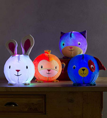 HearthSong Bounce and Glow Sillies Inflatable Plush Animal Toy with Storybook - Approx. 12'' Diam - Gilly The Cat