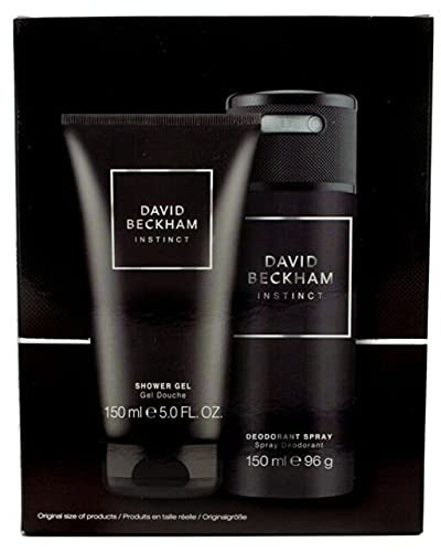 David Beckham Instinct Gift Set with Shower Gel 5 oz and Deodorant Spray 5.07 oz