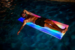 Rainbow Collection Illuminated LED Deluxe Pool Raft - 74 x 30 Inflatable Pool Float.