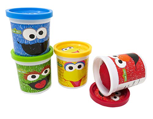Sesame Street Modeling Play Dough | 4-Pack of 4oz Cans | Assorted Colors and Non Toxic | Elmo, Cookie Monster, Big Bird, Oscar the Grouch | For Young Children Ages 3 and Up