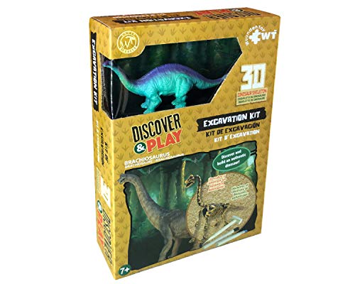 WUUNDENTOY Brachiosaurus Dinosaur Excavation Tools- Wooden Excavation Tools- Fun and Classic Games- Dinosaur Toys, Child Science kit-Discovery Fossil Dig Great Science, Archeology, Paleontology(4054)