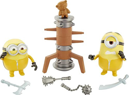 Minions: The Rise of Gru Movie Moments Martial Arts Minions: Approx 4-in Action Figure Interactive Toy with Articulation & Kung Fu Movie Scene Training Accessories Older Minion Fans