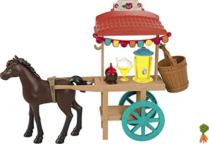 Mattel Spirit Untamed Miradero Snack Cart with Rolling Wheels, Canopy, 5-in Pony & Related Accessories, Great Gift for Ages 3 & Up , Pink