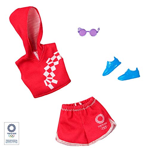 Barbie Clothes: Outfit Inspired by Olympic Games Tokyo 2020 Doll, Sport Top and Skirt with Sneakers and Sunglasses, Gift for 3 to 8 Year Olds