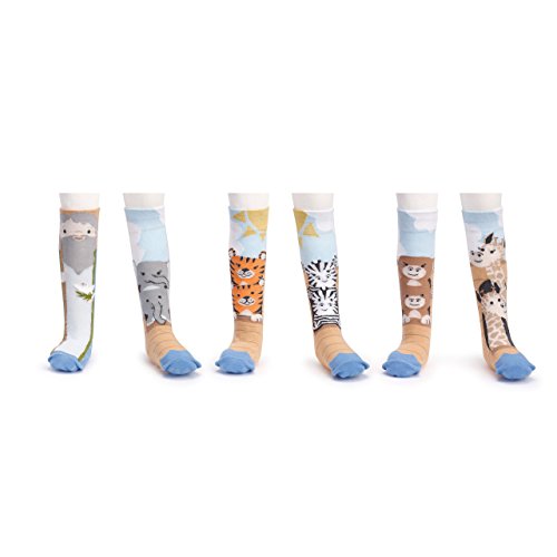 DEMDACO Noah's Ark Animals Child's 18-36 Months Stretch Cotton Knee High Socks Box Set of 3