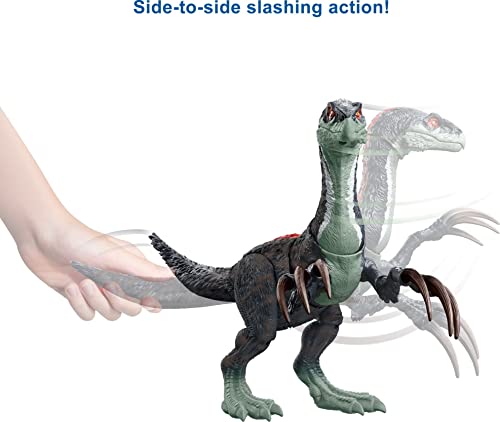 Mattel Jurassic World Toys Dominion Sound Slashin Therizinosaurus Dinosaur Action Figure Toy with Attack Feature and Sounds