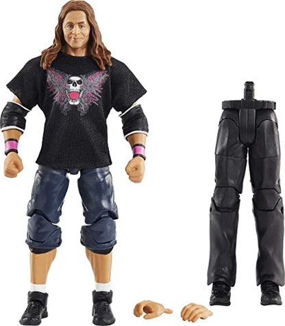 Mattel Bret “Hit Man” Hart WrestleMania Action Figure with entrance shirt & Vince McMahon Build-A-Figure Pieces, 6-in Posable Collectible Gift for Fans Ages 8 Years Old & Up