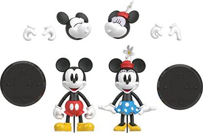 Disney 100 Collectible Action Figures Mickey and Minnie Mouse, Posable Characters, Swappable Head & Hands, Soft Good Elements