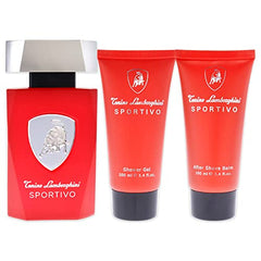 Tonino Lamborghini Lamborghini Sportivo Men 3 Pc Gift Set 4.2oz EDT Spray, 3.4oz After Shave Balm, 3.4oz Shower Gel