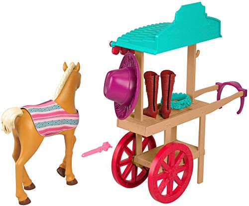 Mattel Spirit Untamed Miradero Riding Gear Cart with Rolling Wheels, Canopy, 5-in Pony & Related Accessories, Great Gift for Ages 3 & Up