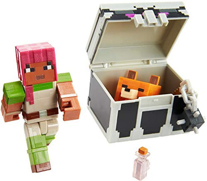 Mattel Minecraft Dungeons Battle Chest with Figure, Weapon and Accessories, Action & Adventure Toy Based on Video Game, For Storytelling Play and Display, Gift for 6 Years Old and Up