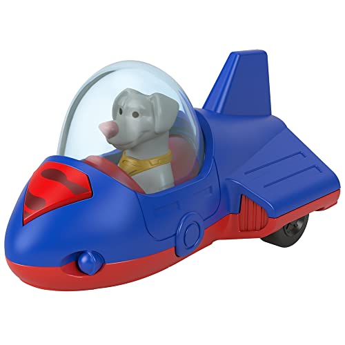 Fisher-Price Die-Cast Metal Superhero Vehicles Inspired by DC League of Superpets Movie - Krypto Superdog Red and Blue Space Ship