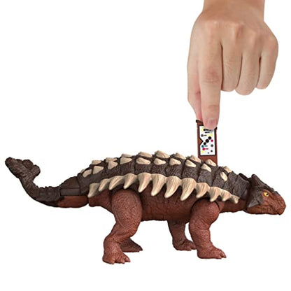 Jurassic World Dominion Roar Strikers Ankylosaurus Dinosaur Action Figure with Roaring Sound and Attack Action, Toy Gift Physical & Digital Play