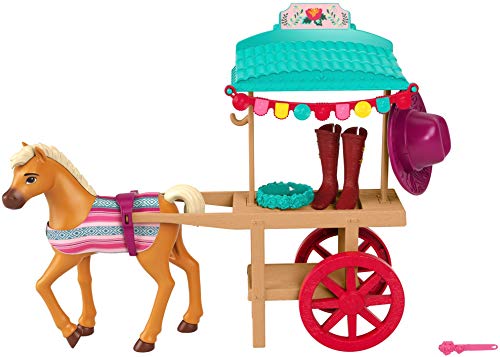 Mattel Spirit Untamed Miradero Riding Gear Cart with Rolling Wheels, Canopy, 5-in Pony & Related Accessories, Great Gift for Ages 3 & Up