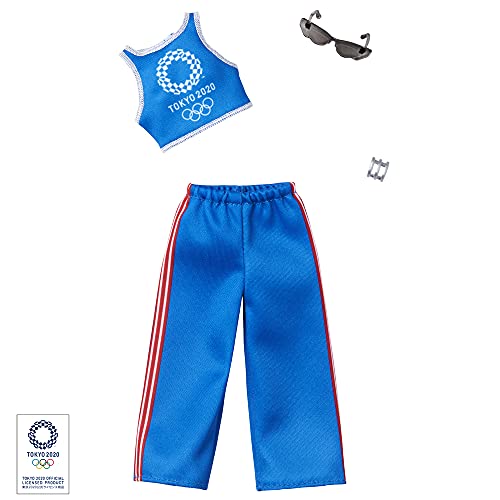 Barbie Clothes: Outfit Inspired by Olympic Games Tokyo 2020 Doll, Tank Top and Athleisure Pants with Sunglasses and Bangle, Gift for 3 to 8 Year Olds