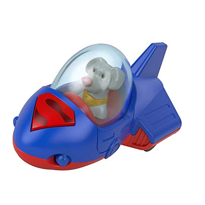 Fisher-Price Die-Cast Metal Superhero Vehicles Inspired by DC League of Superpets Movie - Krypto Superdog Red and Blue Space Ship