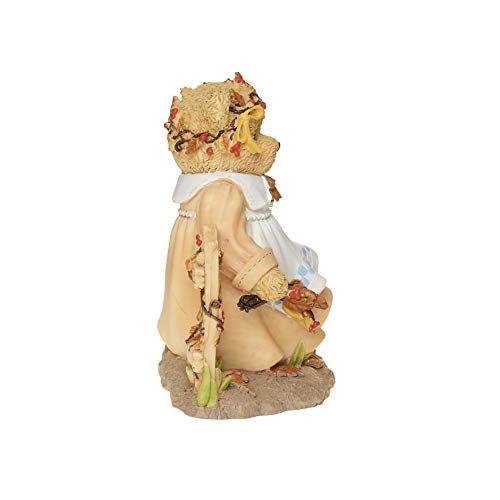 Roman Cherished Teddies, Sarah Thanksgiving Figure, 3.75" H, Resin and Wollastonite, Durable, Collectible Decoration, Decorative, Home Decor