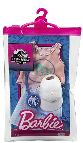 Barbie Doll Clothes – Jurassic World Pink Crop Top & Shorts Set