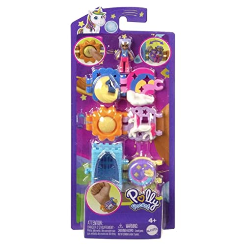 Polly Pocket Bracelet Treasures Wearables with Snap-Together Sections and Micro Doll, Gift for Kids Ages 4+