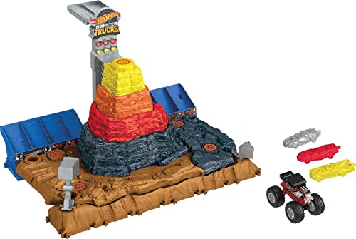 Hot Wheels Monster Trucks Arena Smashers Bone Shaker Ultimate Crush Yard Playset, Includes 1 Exclusive Bone Shaker & 3 Crushable Cars