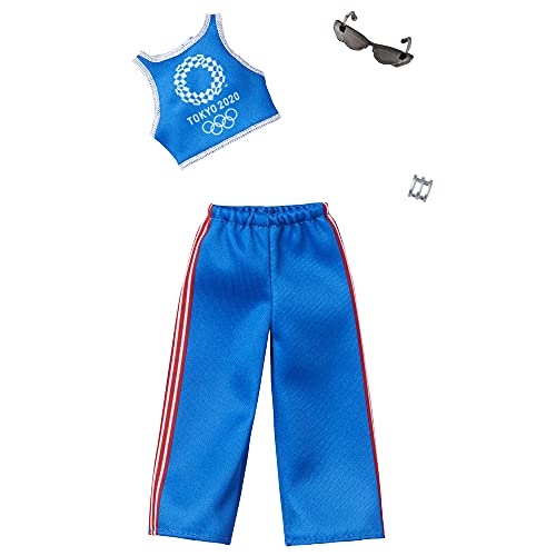 Barbie Clothes: Outfit Inspired by Olympic Games Tokyo 2020 Doll, Tank Top and Athleisure Pants with Sunglasses and Bangle, Gift for 3 to 8 Year Olds