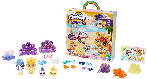 Mattel Cloudees Collectible Pets Beach Ice Cream Party Set, Interactive Cloud-Themed Toys With Moldable Dough, Surprise Hidden Figures and Accessories, For Kids 4 and Older