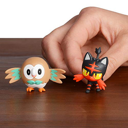 Pokemon 2 Inch Battle Action Figure 2-Pack, includes 2" Rowlet and 2" Litten