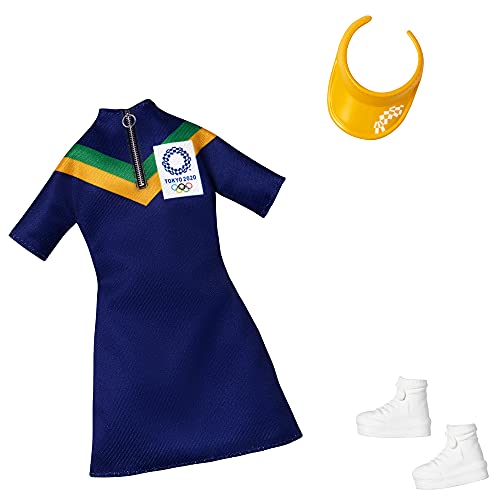 Barbie Clothes: Outfit Inspired by Olympic Games Tokyo 2020 Doll, Dress with Visor and Sneakers, Gift for 3 to 8 Year Olds