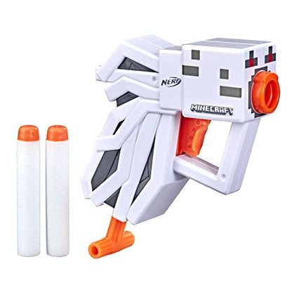 NERF MicroShots Minecraft Ghast Mini Blaster, Includes 2 Official Elite Darts, Christmas Stocking Stuffers, Minecraft Ghast Mob Design