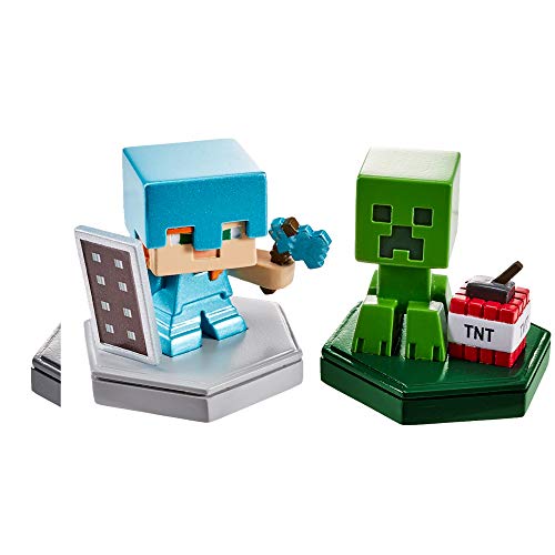 Mattel MINECRAFT Earth BOOST MINI FIGURES 2-PACK NFC-Chip Toys, Earth Augmented Reality Mobile Game, Based on Minecraft Video Game, Great for Playing, Trading, and Collecting, Adventure Toy