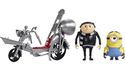 Minions: The Rise of Gru Movie Moments Pedal Power Gru Approx 4-in/10-cm Action Figure Interactive Toy with Articulation & Movie Scene Accessories, Great Gift for 4 Years & Older Minion Fans