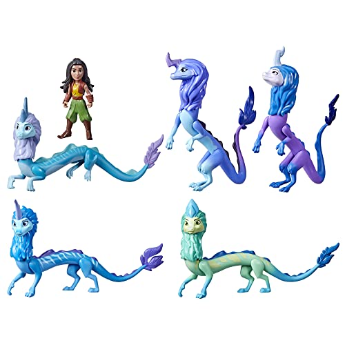 Disney Princess Raya and The Last Dragon Sisu Family Pack, Includes 5 Dragon Toys and Raya Doll, Toys for Kids 3 and Up