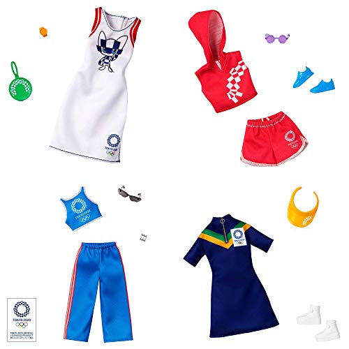 Barbie Clothes: Outfit Inspired by Olympic Games Tokyo 2020 Doll, Sport Top and Skirt with Sneakers and Sunglasses, Gift for 3 to 8 Year Olds