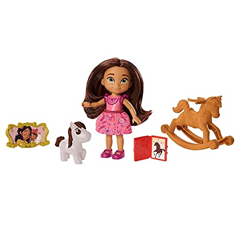 Mattel Spirit Untamed Young Lucky Doll (Approx. 4-in), 5 Movable Joints & Story Accessories: Rocking Horse, Small Horse & More, Great Gift for Ages 3 Years Old & Up
