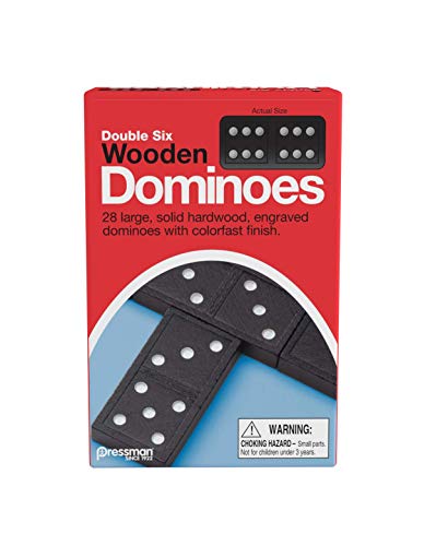 Pressman Toy Double Six Wooden Dominoes, 28 Pieces Wooden Dominoes Six