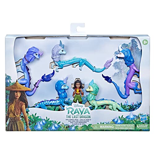 Disney Princess Raya and The Last Dragon Sisu Family Pack, Includes 5 Dragon Toys and Raya Doll, Toys for Kids 3 and Up