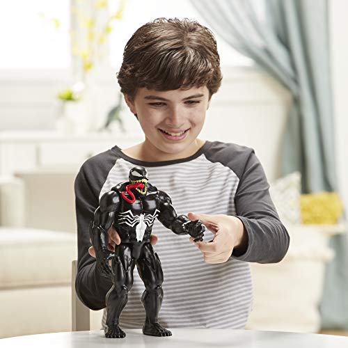 Spider-Man Maximum Venom Titan Hero Venom Action Figure, Inspired by The Marvel Universe, Blast Gear-Compatible Back Port, Ages 4 and Up, Black