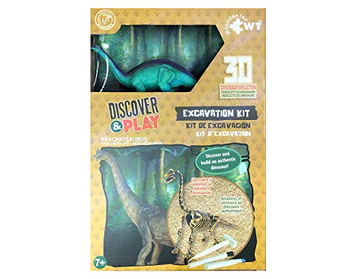 WUUNDENTOY Brachiosaurus Dinosaur Excavation Tools- Wooden Excavation Tools- Fun and Classic Games- Dinosaur Toys, Child Science kit-Discovery Fossil Dig Great Science, Archeology, Paleontology(4054)