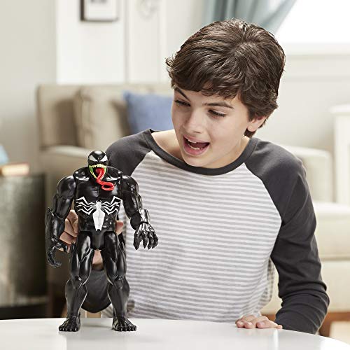 Spider-Man Maximum Venom Titan Hero Venom Action Figure, Inspired by The Marvel Universe, Blast Gear-Compatible Back Port, Ages 4 and Up, Black