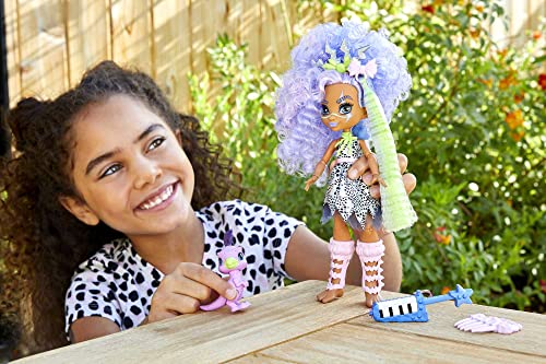 Cave Club Bashley Doll (8 – 10-inch, Lavender Hair) Poseable Prehistoric Fashion Doll with Dinosaur Pet and Accessories, Gift for 4 Year Olds and Up [Amazon Exclusive]