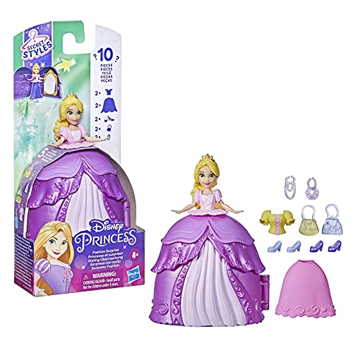 Disney Princess Secret Styles Fashion Surprise Rapunzel, Mini Doll Playset with Extra Clothes and Accessories, Toy for Girls 4 and Up