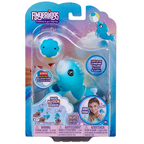 WowWee Fingerlings Baby Light-Up Dolphin - Blues (Blue) - Interactive Toy