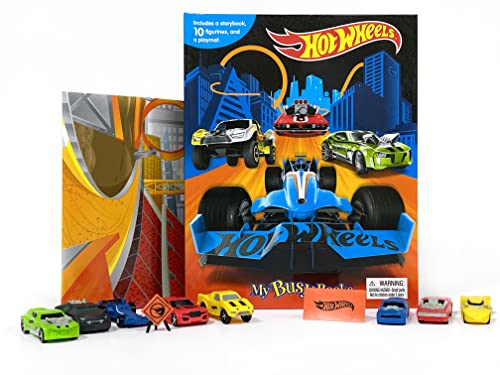 Phidal - Mattel Hot Wheels My Busy Book for Kids, Children to Play - Includes 10 Figurines with a playmat and Storybook, Portable and Travel Ready