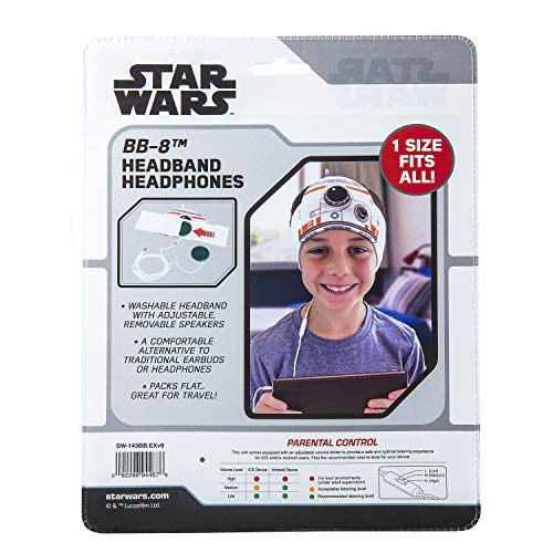 Star Wars Kids Headphones with Headband Parent Volume Limited with Ultra Thin Stereo Speakers & Super Soft Headband, Toddlers & Children’S Earphones for School, Home & Travel