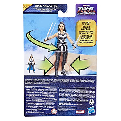 Marvel Studios' Thor: Love and Thunder King Valkyrie Toy, 6-Inch-Scale Deluxe Action Figure with Action Feature, Toys for Kids Ages 4 and Up