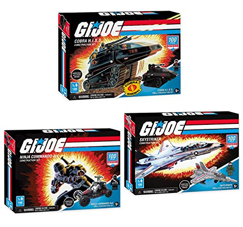 Forever Clever 3 GI Joe Military Vehicle Construction Sets, Building Kits 300 Total Pieces