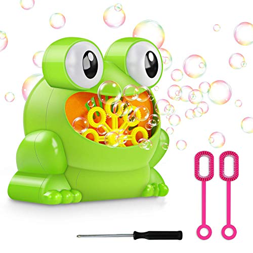 Automatic Bubble Machine With 5pcs Bubble Concentrate, Bubble Blower Toys for Kids,Frog Bubble Blower Machine Make Over 500 Bubbles per Minute for Birthday Party, Wedding, Indoor and Outdoor Games