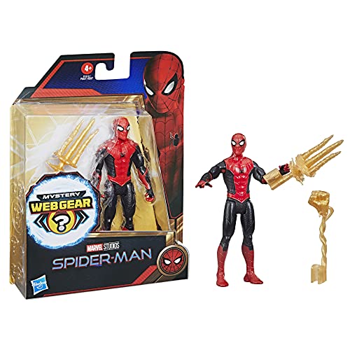 Spider-Man Marvel 6-Inch Upgraded Black & Red Suit Action Figure with Mystery Web Gear Armor, Ages 4+