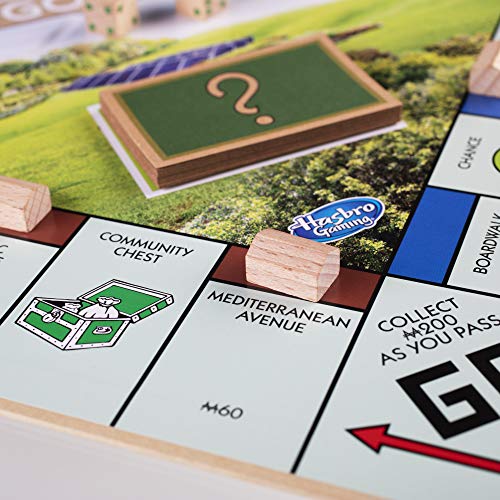 Monopoly: Go Green Edition Game Made with 100% Recycled Paper Parts and Plant-Based Plastic Tokens, Board Game for Families Ages 8 and Up