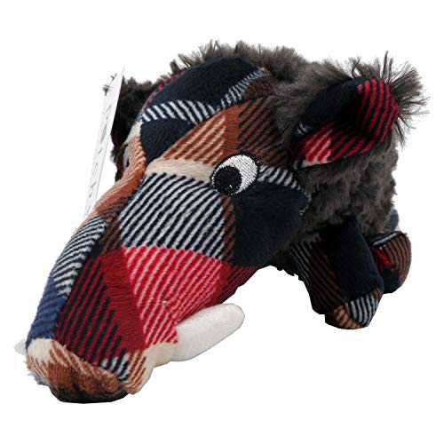 Patchwork Pet 10" Plaid Nose Warthog Plush Squeaker Dog Toy